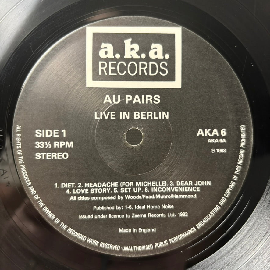 Au Pairs / Live in Berlin (12" vinyl LP, 1983, Used, VG+ condition)
