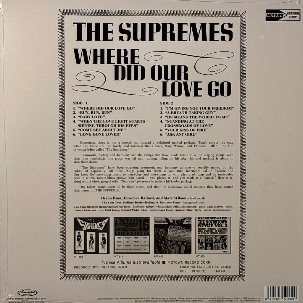 The Supremes / Where Did Our Love Go (12" vinyl LP, 2022 Record Store Day, Limited Edition Reissue, 140 Gram)