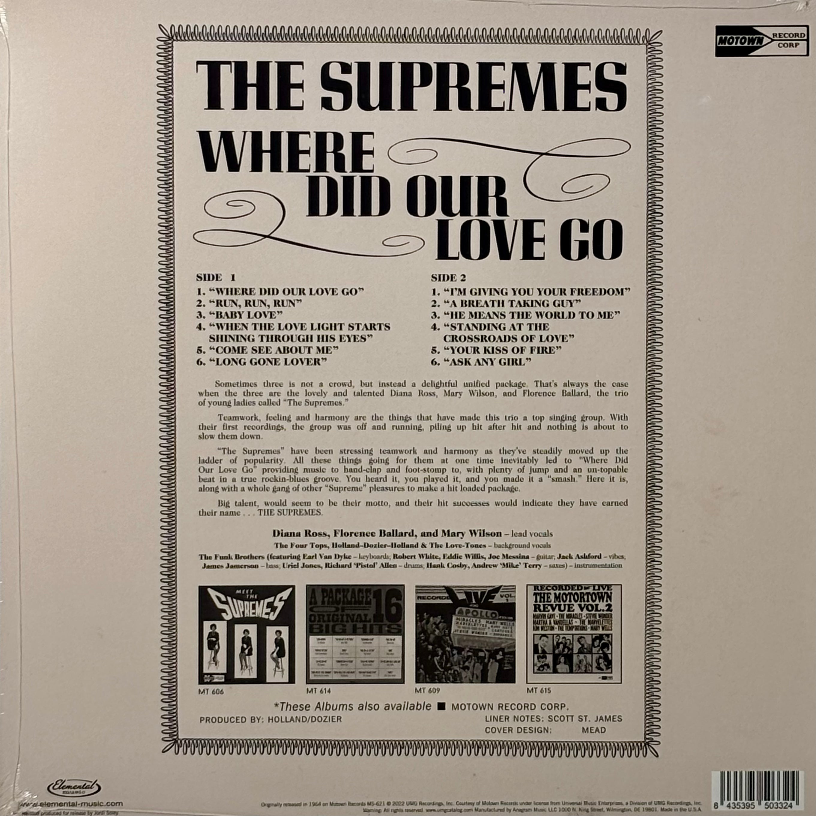 The Supremes / Where Did Our Love Go (12" vinyl LP, 2022 Record Store Day, Limited Edition Reissue, 140 Gram)