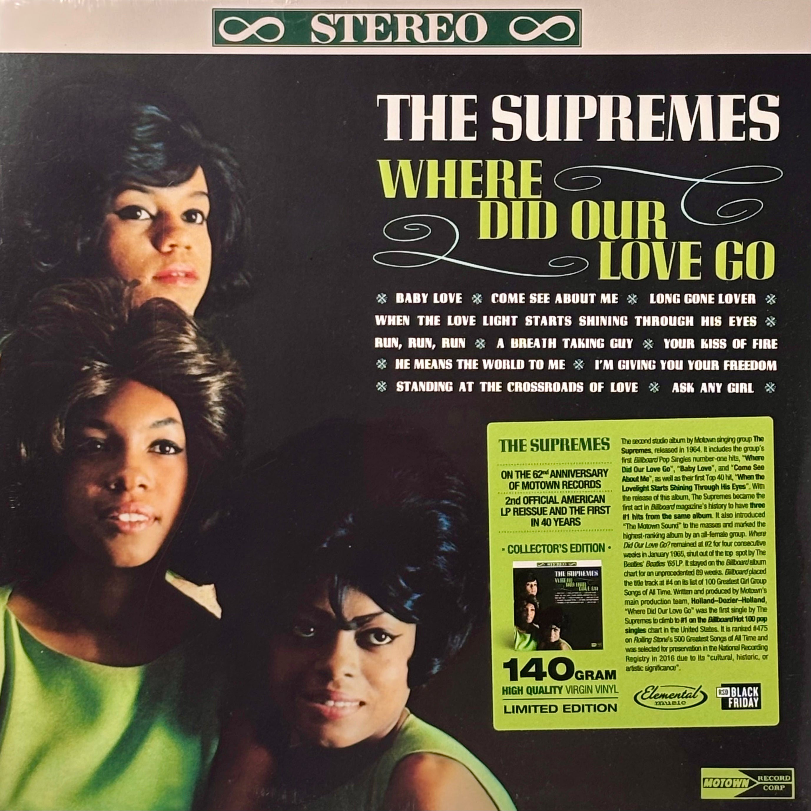 The Supremes / Where Did Our Love Go (12" vinyl LP, 2022 Record Store Day, Limited Edition Reissue, 140 Gram)